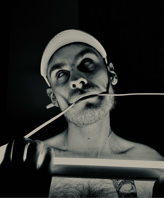 ScottGalan black-and-white artist self portrait